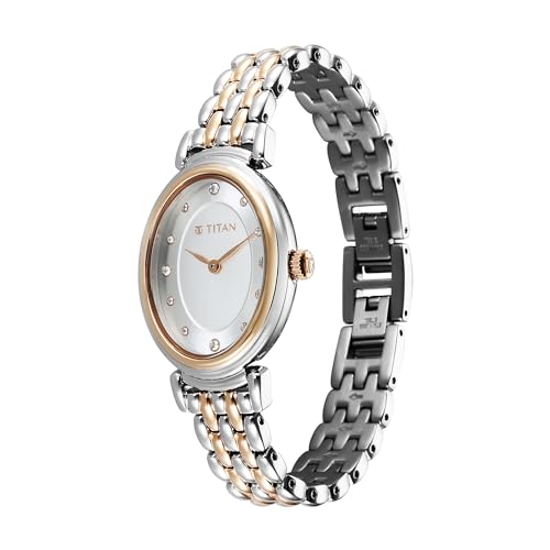 Image of Titan Aura Phase Quartz Analog Silver White Dial Stainless Steel Strap Watch for Women-95242WM01