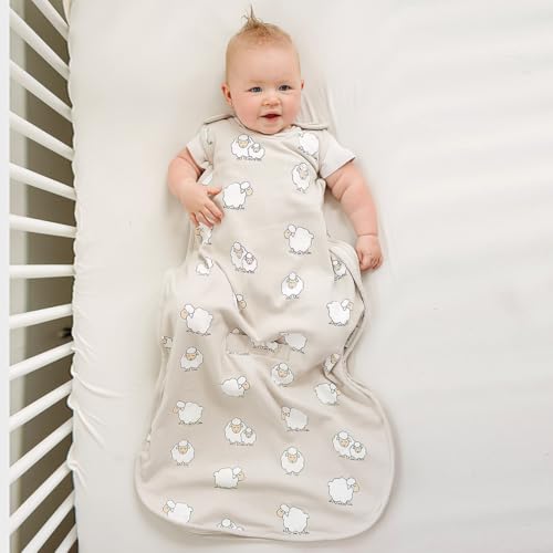 Image of Woolino Merino Wool & Organic Cotton Baby Sleep Sack 2-24 Months - Ultimate 4-Season Baby Sleeping Bag, Universal Size Wearable Blanket, 2-Way Zipper & Adjustable Fit, Year-Round Use - Sheep