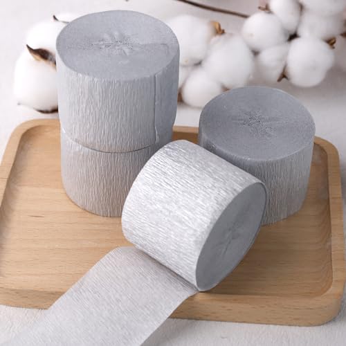 Koogel HKL2723 4 Crepe Paper Rolls, Silver Crinkled Paper Crepe Paper Streamers Party Decorations thumb #5