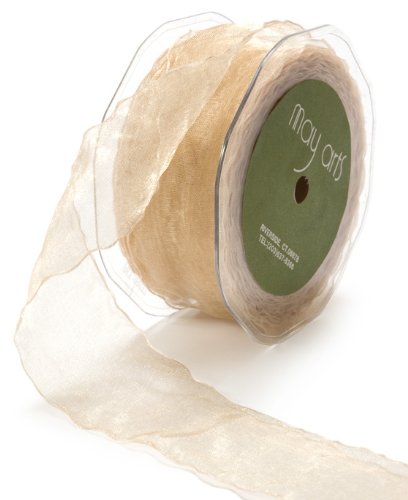 May Arts 1-1/2-Inch Wide Ribbon, Champagne Sheer