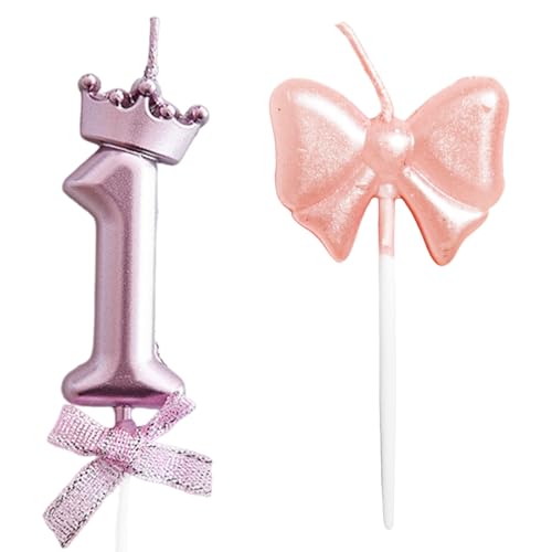 BCHMN Velas Cumpleaños Números 1, 3D Corona Rosa Vela, Vela 1 Año Bebe para Decoración, Aniversarios, Baby Shower de Cumpleaños