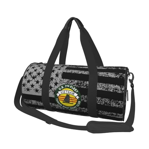 Tonkin Gulf Yacht Club US 7th Fleet Vietnam Convertible Garment Bag with Shoulder Strap, Carry on Garment Duffel Bag for Men - Rolling Foldable for Travel Luggage Bags (Black)