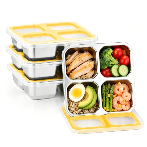 BEFOY 4 Pack Stainless Steel Snack Containers with Lids