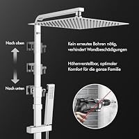 HOMELODY Duscharmatur Komplettset mit Thermostat, Edelstahl 30CM Duschset – Ansicht 3