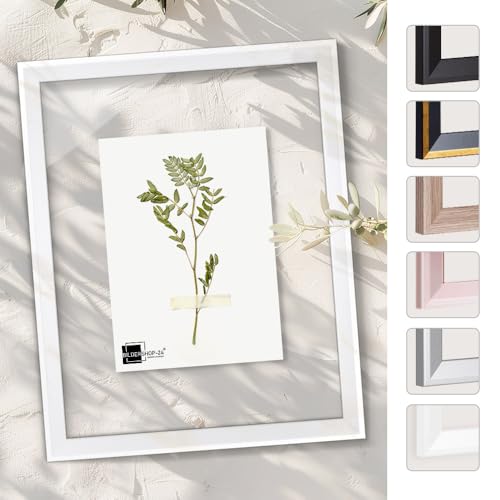 Bildershop-24 Telaio in vetro doppio con doppi vetri, Prio in Bianco (opaco) 30x30cm con vetro acrilico, cornice per quadri con doppi vetri