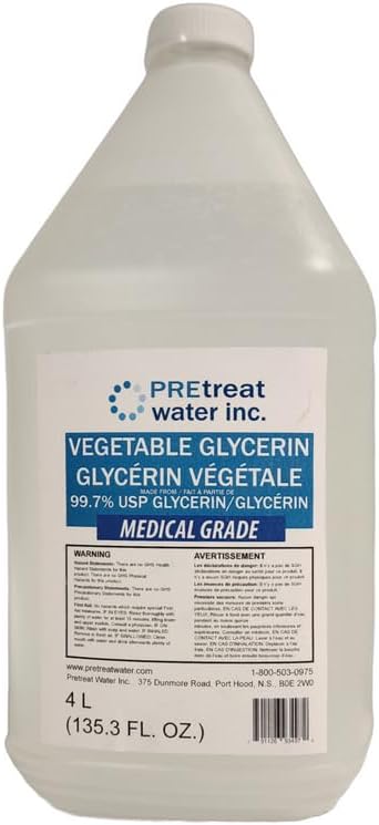 Vegetable Glycerin, 4 Liter, 99.7% Pure, Made in Canada, USP Medical, Kosher, Food and Pharmaceutical Grade, used for Skin, Hair, Food, Crafts, DIY, soaps and various other applications