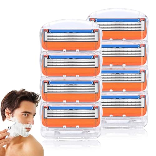 PEXIVOZ Cuchillas de Afeitar,8 Cuchillas De Recambio Para Maquinillas De Afeitar,Compatibles Fusion-5,Hojas de Afeitar,Maquinilla de Afeitar Hombre,Compatibles con Maquinillas de Afeitar Húmedas