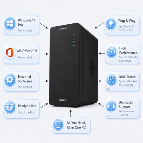 Image of lavya Core i5 Desktop Computer PC CPU | Core i5-4GEN (4590-Processor, 3.70 GHz) 16 GB DDR3 RAM | 512 GB SSD | HDMI /VGA | Ethernet | USB 3.0 | Windows 11 Pro & Office 21 | 2 Year Warranty