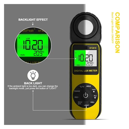 Evite errores de luz con medidor digital de lux -881D con LCD 5