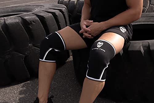 Gymreapers Knee Sleeves (1 Pair) With Gym Bag - IPF Approved - Knee Sleeve & Compression Support for Squats, Weightlifting, Fitness and Powerlifting - 7MM Neoprene Sleeve Pair Black/White XX-Large - Thumbnail 5