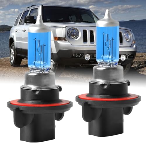 RXTSQI H13/9008 Hi/Lo Halogen Headlight Bulbs,fit for 2007-2017 Jeep Patriot,2015-2018 Renegade,2007-2020 Wrangler,400% Brightness 4100K White,High Performance Light Bulbs,2PCS