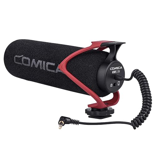 COMICA CVM-V30 LITE Video Microphone Super-Cardioid Condenser On-Camera Shotgun Microphone for Canon Nikon Sony Panasonic Camera/DSLR/Iphone Samsung Huawei(Red)