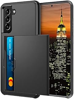 Coolden Compatible with Samsung S21 FE Case Wallet Case Shockproof Heavy Duty Protective Case Rubber Bumper Card Holder Wallet Case Cover Compatible with Samsung Galaxy S21 FE Phone Case (Black)