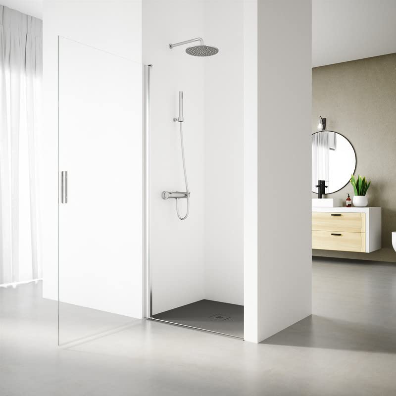 Mampara de ducha abatible adaptable para solucionar desniveles en la pared 4
