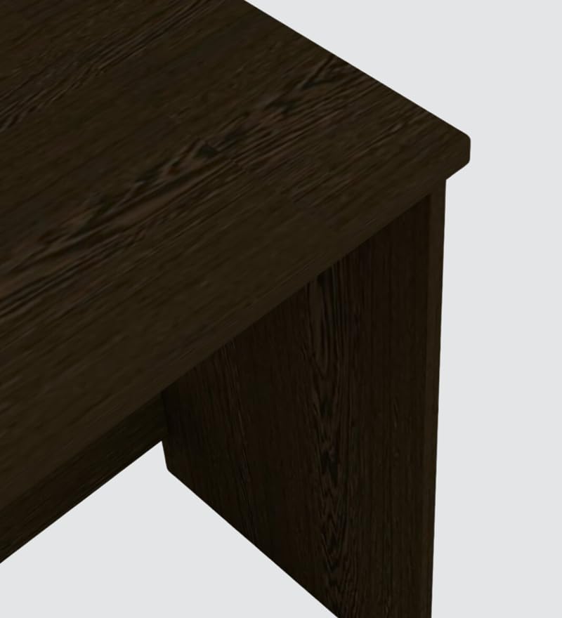 Image of Modern Compact Study Desk with 3 Side Shelves, Space-Saving Home Office Table, Dark Brown Wood Finish, 103x72x40 cm