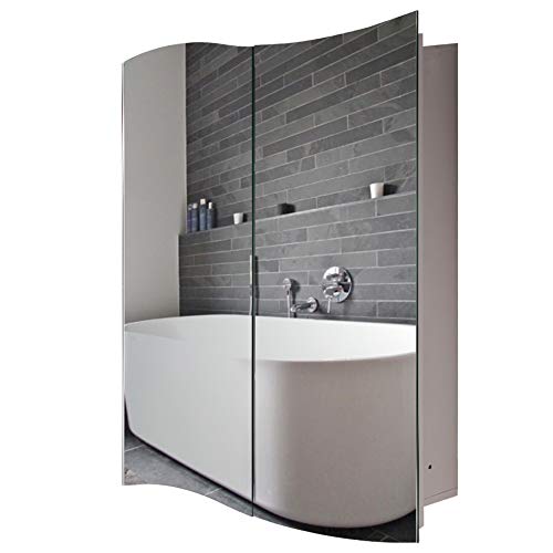 MOVO 24 Inch X 30 Inch Medicine Cabinet with Mirror Metal Mirror Cabinet Double Door Bathroom Medicine Cabinet with Mirrors Recess Installation Only
