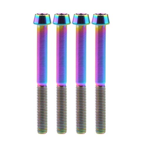 Image of Titanium Ti Bolt M5x9 16 18 20 25 30 35 40 45 50 55 60mm Tapered Head Screws Pack of 4 (M5x55mm, Ranibow)
