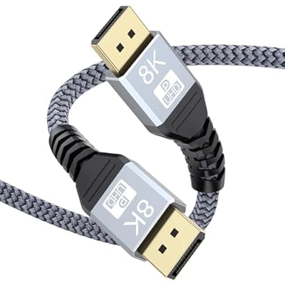 UVOOI 8K DisplayPort Cable 8FT DP Cable, Display Port to Display Port 1.4 8 Feet (8K@60Hz, 4K@144Hz, 2K@240Hz, 32.4Gbps, Dynamic HDR, 3D, HDCP2.2) for Monitor, Graphics Card, PC, Laptop