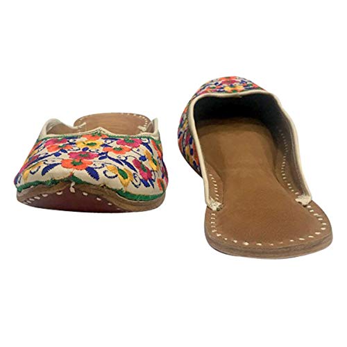 Women's Leather Flat Sandals Ballerina Shoes Back Open Punjabi Jutti4