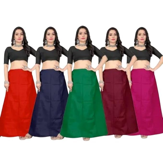 cloud retail Cotton Petticoat Pack of 5 Combo, 5 Pieces, Red, Navy Blue, Green, Maroon, Rani Color Free Size-picture-18