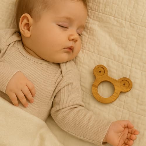 Image of Shark Doo Doo Neem Wood Baby Teether (Mickey Mouse) | Organic & Handcrafted | Chemical-Free, Antibacterial Teething Toy for Babies