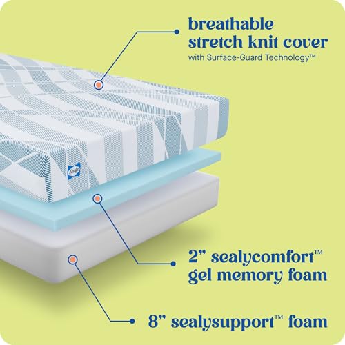 Sealy Dreamlife 10” Foam Mattress-in-a-Box, California King, SealyComfort Gel Memory Foam, Surface-Guard Technology, 10 Year Limited Warranty, Made in The USA