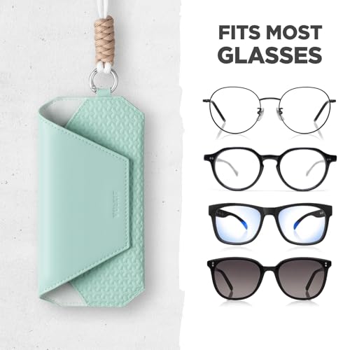 Image of VULKIT Portable Eye Glasses Case for Women & Men, Slim Sunglass Case, Unisex Eyeglass Case, with Adjustable Neck Lanyard