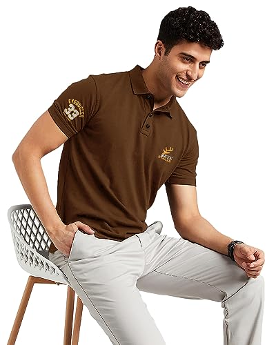 Image of EYEBOGLER Regular Fit Mens Polo Neck Half Sleeve Soild Casual Tshirt