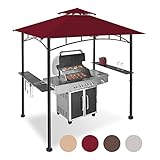 FAB BASED 5x8 Grill Gazebo Canopy for Patio, Outdoor BBQ Gazebo with Shelves, Barbeque Grill Canopy (Red)