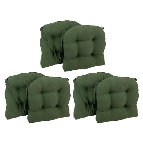 Blazing Needles 16-inch Rounded Back Tufted Microsuede Chair Cushion, 16 x 16, Hunter Green 6 Count
