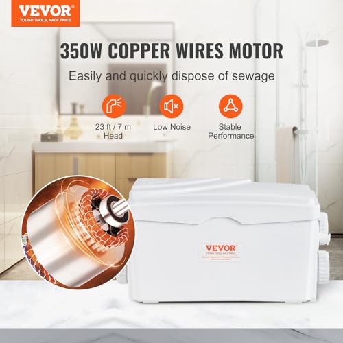 Image of VEVOR 350W Utility Sink Pump 6000 L /h Flow 23 ft Head Drain Pump