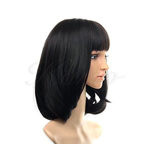 Kamo Short Fluffy Black Cosplay Wigs Natural Curly Womens Costume Halloween Party