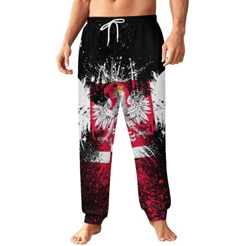 Polish Flag Eagle Mens Athletic Workout Jogger Sweatpants for Men with Pocket and Drawstring M