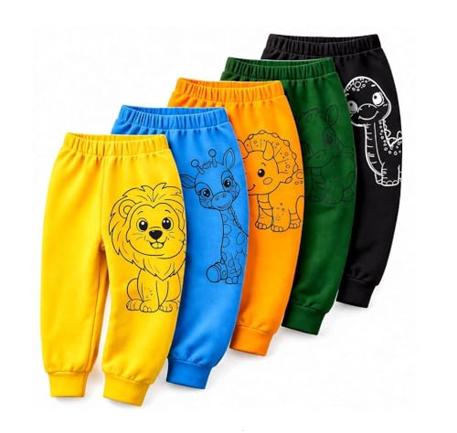 Image of EIO Unisex Cotton Pajama Pants for Boys & Girls Combo Pack | Kids & Baby Soft Sleepwear Pyjamas Combo Pack | Toddler Breathable Nightwear Bottoms