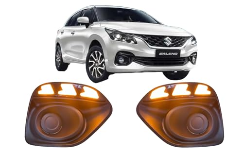 Image of DDA Enterprises DRL Front Bumper Lights with Yellow Turn Signal Light Day Running Light FOG Light DRL with INDICATOR for baleno 2022 and Above (set of 2PCS)