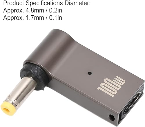 Image of Tobo USB C vers DC 100 W Type C, Coude a 90 Degres Type C Femelle vers DC 4,8 Mm X 1,7 Mm Adapter Male PD, 4,8 Mm X 1,7 Mm TD-1257CC