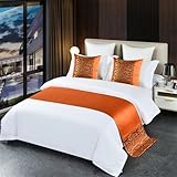 Camino de Cama de Hotel, Bufanda, cubrecamas Modernos, decoración, Ropa de Cama Suave, protección, Lujosa Toalla para los pies de la Cama - Naranja | Matrimonial/Doble 19.7 x 82.6