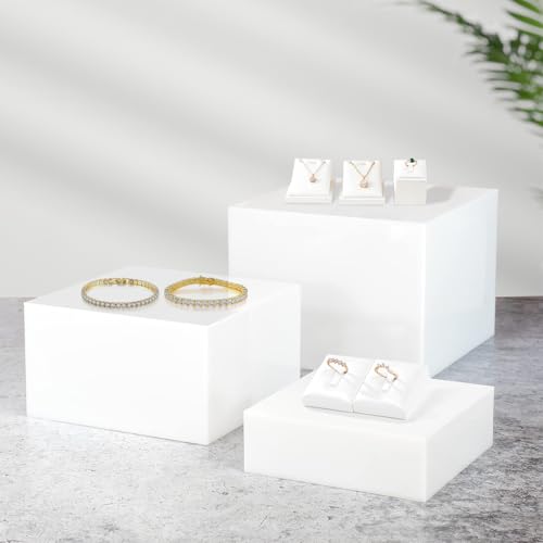 Elevadores de buffet Gowing blancos para mesa de postres 5