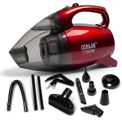 Image of ITALIA 1000W Powerful Handy Vacuum Cleaner with Blower | Corded Bagless Design for Home & Car | Lightweight, with Shoulder Strap & 8 Accessories