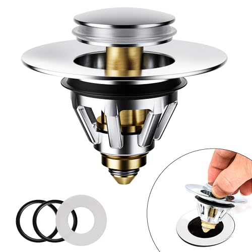 Magichome Waschbeckenstöpsel mit sieb, Pop-up Abflussstopfen Waschbecken, Edestahl Stöpsel für 34–45mm Abflusslöcher, Anti-Verstopfung Waschbeckenstöpsel mit Abflusssieb,Stöpsel für Spülbecken