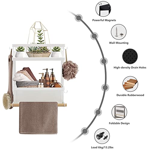 Couah Magnetic Spice Rack, Magnetic Paper Towel Holder Kitchen With 2-Tier Magnetic Shelf And 1 Paper Towel Roll Holders For Magnetic Spice Rack For Refrigerator -White #TOP3