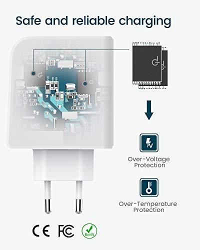 RAMPOW USB-Ladegerät, 45 W, 2 USB-Ports, C + USB A, Weiß / Schwarz – Bild 3