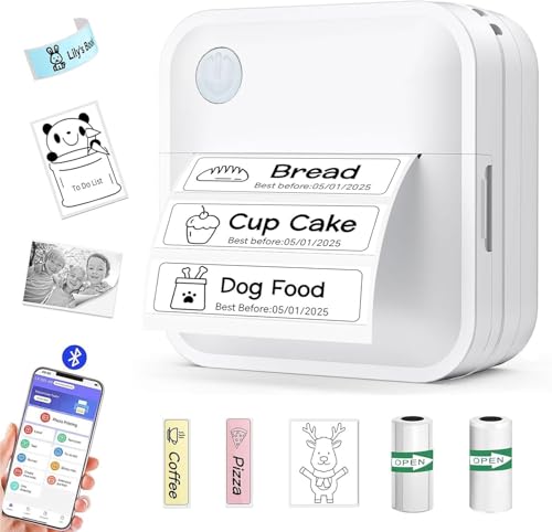 Miouca Label Maker Machine with Tape - Mini Sticker Printer Bluetooth...
