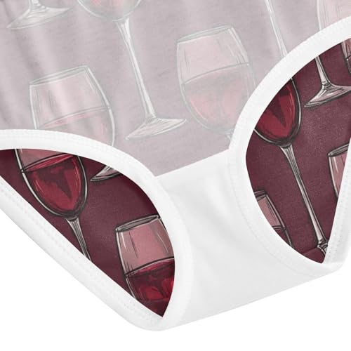 ZZKKO Red Wine Tall Glass Girls Underwear Toddler Panties for Girls Comfort Brief Size 2T-8Y4