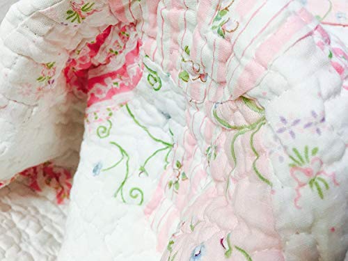 image for Cozy Line Home Fashions Pink Daisy Field Flora Real Patchwork Cotton R