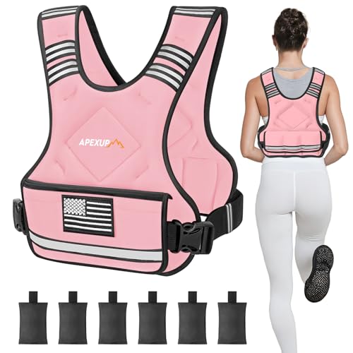 Image of APEXUP Adjustable Weighted Vest, 4-10lb /12-18lb /20-32lb Vest with 6 Ironsand Weights and Large Pocket, Weight Vest for Men Women Strength Training, Running, Walking