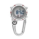 FOYTOKI Reloj de Cuarzo Mosquetón de Acero Inoxidable para Actividades al Aire Libre Función de Iluminación y Diseño Simple y Resistente