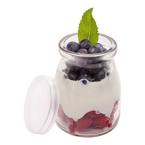 Restaurantware 5 Ounce Glass Jars 100 Dishwashable Pudding Glass Bottles Plastic Lid Included Freezable Clear Glass Parfait Glasses Durable Serve At Buffets Breakfast Bars Or Restaurants