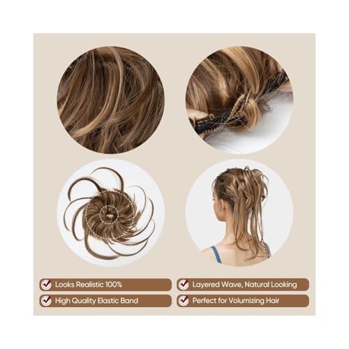 Chignon chignon elastique blond blanc effet coiffé-décoiffé - 3