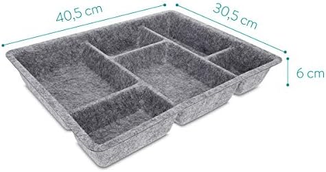 Navaris Felt Drawer Organiser Tray - Tidy Desk Drawers, Office Supplies, Jewellery, Cosmetics, Small Personal Items and Accessories - Grey